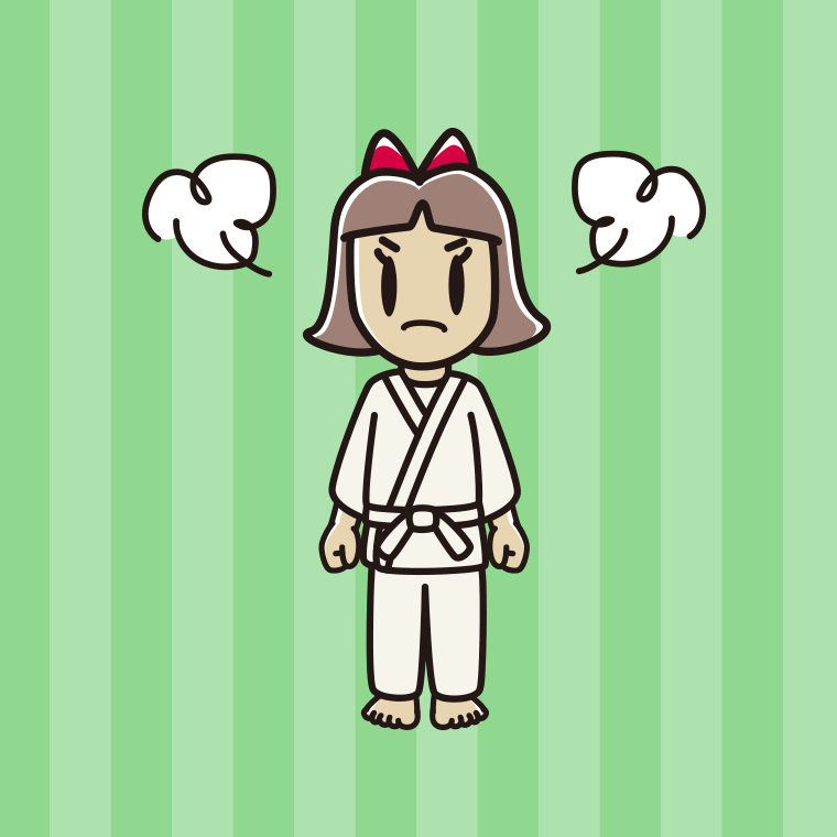 怒る道着の小学生女子のイラスト【色、背景あり】PNG