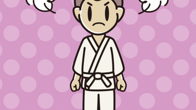 怒る道着の男子中学生のイラスト【色、背景あり】PNG