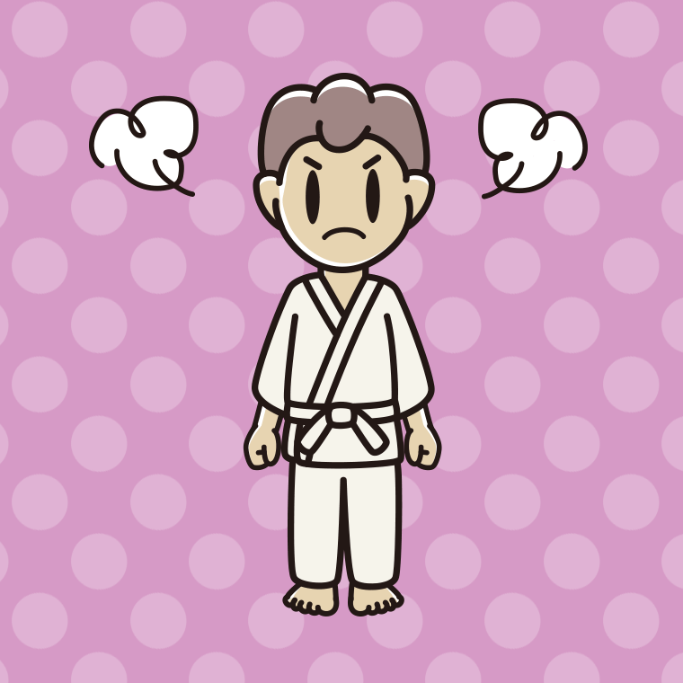 怒る道着の男子中学生のイラスト【色、背景あり】PNG