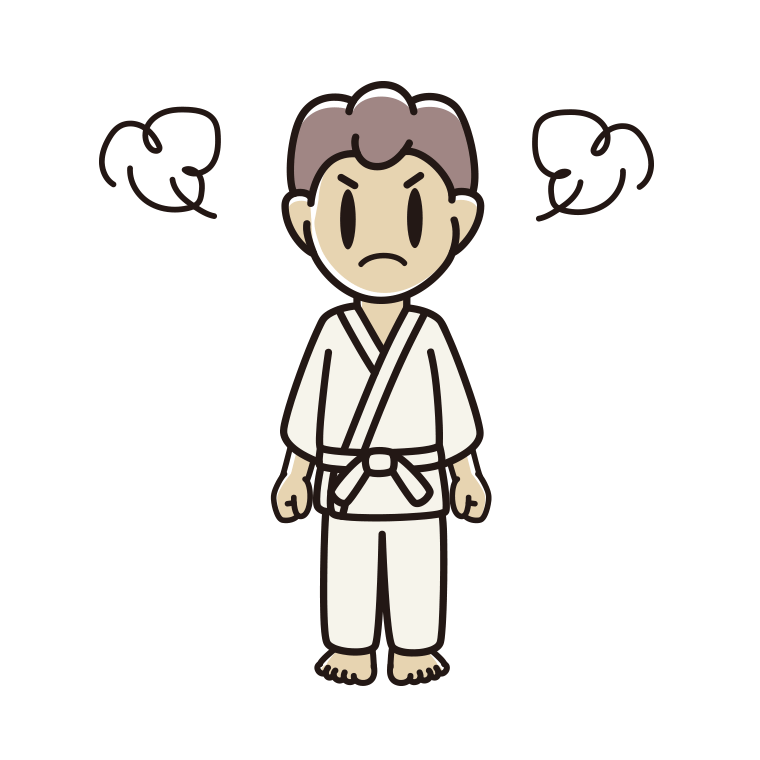 怒る道着の男子中学生のイラスト【色あり、背景なし】透過PNG