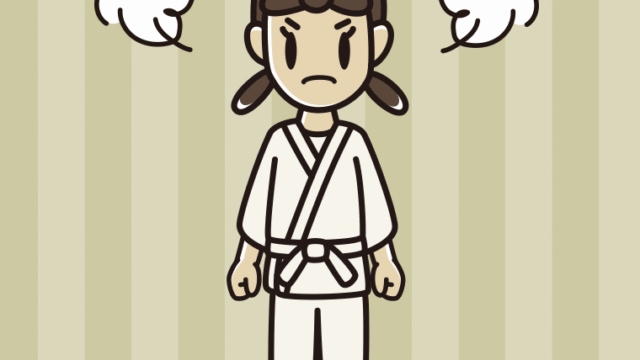 怒る道着の女子中学生のイラスト【色、背景あり】PNG