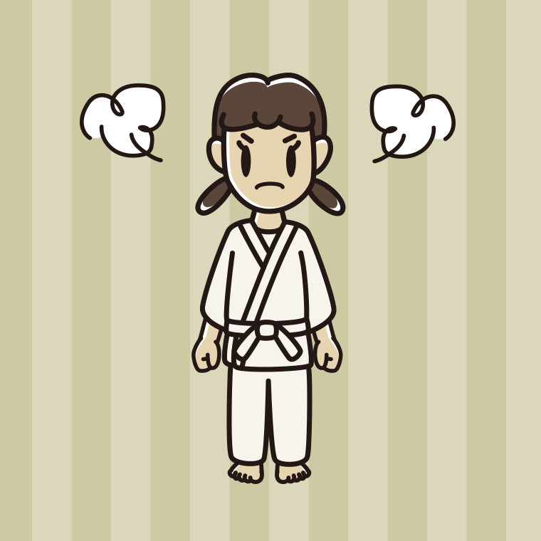 怒る道着の女子中学生のイラスト【色、背景あり】PNG