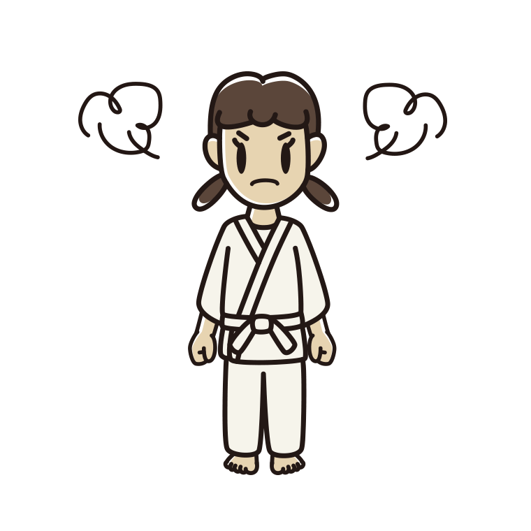 怒る道着の女子中学生のイラスト【色あり、背景なし】透過PNG