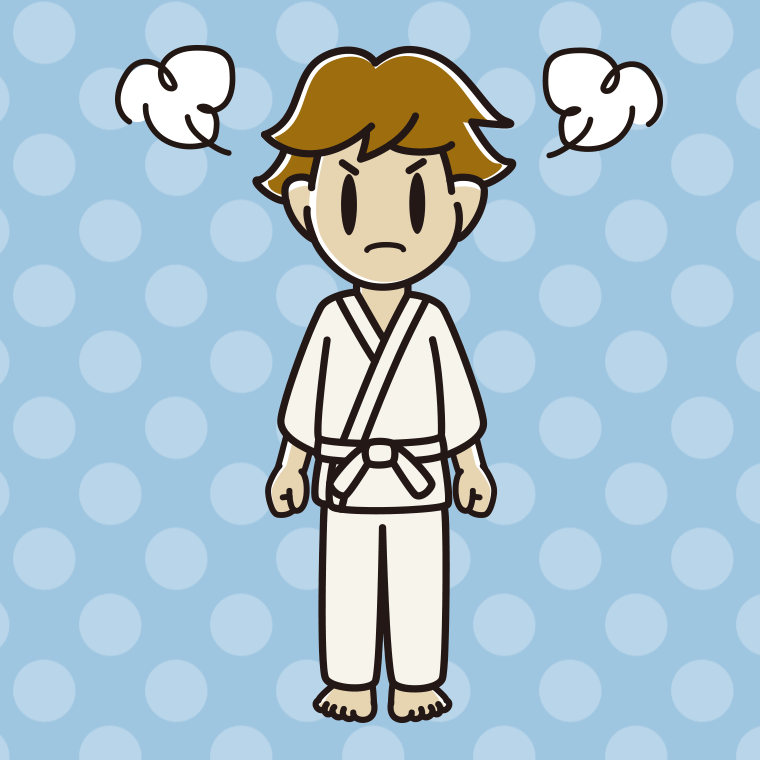 怒る道着の男子高校生のイラスト【色、背景あり】PNG