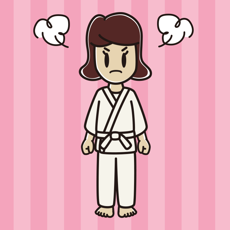 怒る道着の女子高校生のイラスト【色、背景あり】PNG