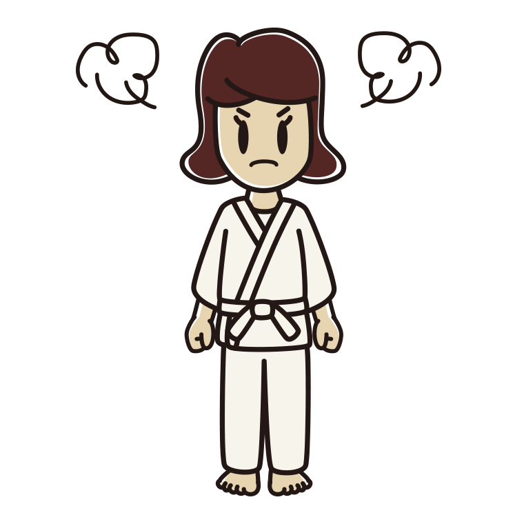 怒る道着の女子高校生のイラスト【色あり、背景なし】透過PNG