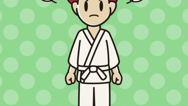 怒る道着の男子大学生のイラスト【色、背景あり】PNG