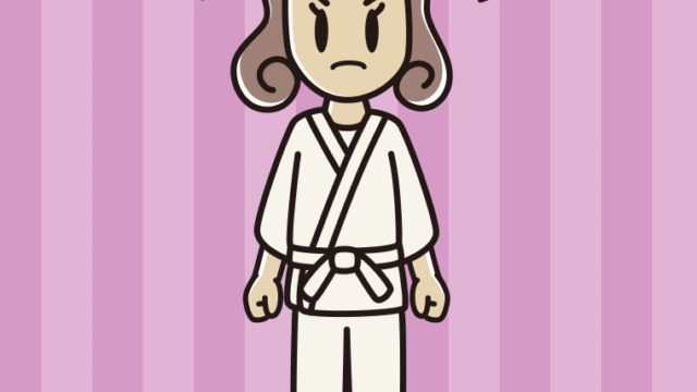 怒る道着の女子大学生のイラスト【色、背景あり】PNG