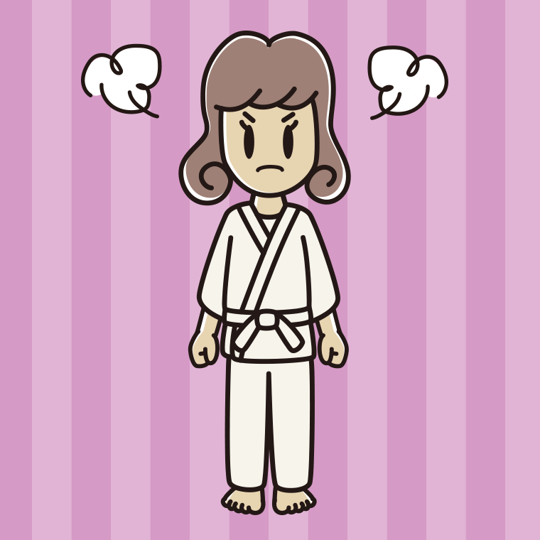 怒る道着の女子大学生のイラスト【色、背景あり】PNG