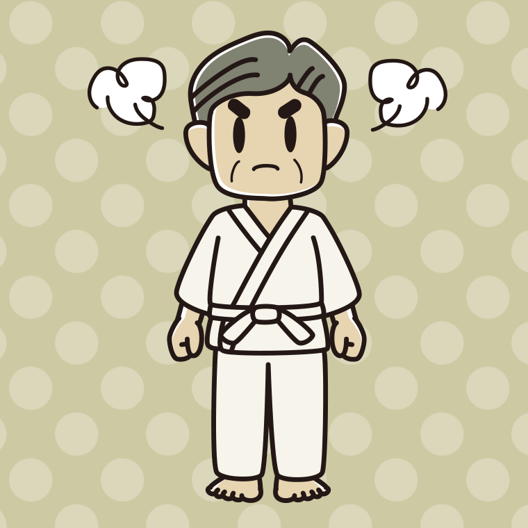 怒る道着のおじさんのイラスト【色、背景あり】PNG