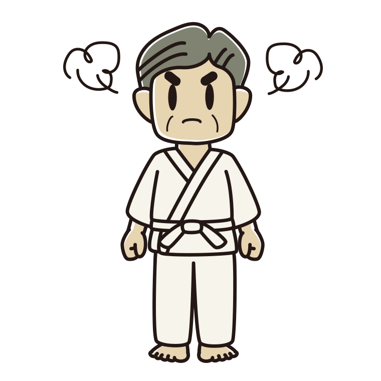 怒る道着のおじさんのイラスト【色あり、背景なし】透過PNG