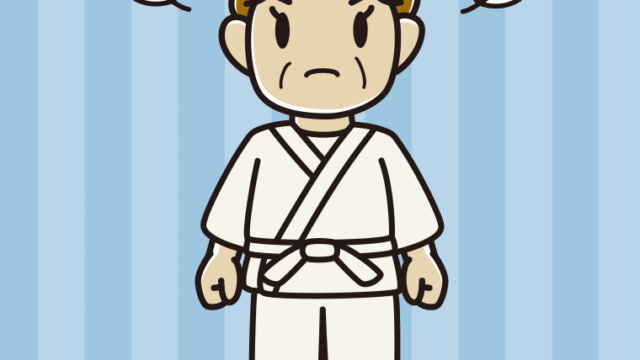 怒る道着のおばさんのイラスト【色、背景あり】PNG