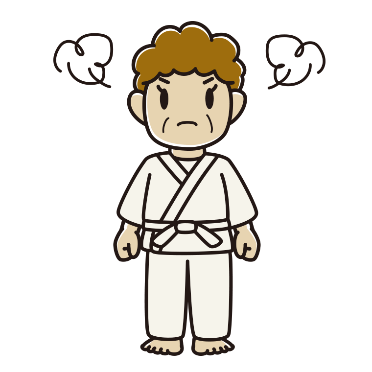 怒る道着のおばさんのイラスト【色あり、背景なし】透過PNG