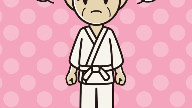 怒る道着のおじいさんのイラスト【色、背景あり】PNG