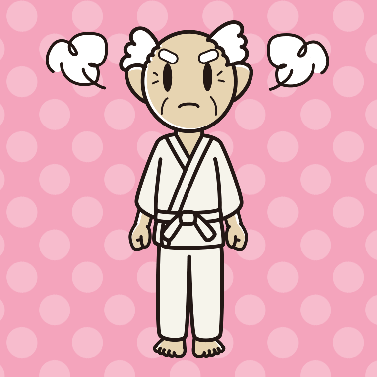 怒る道着のおじいさんのイラスト【色、背景あり】PNG