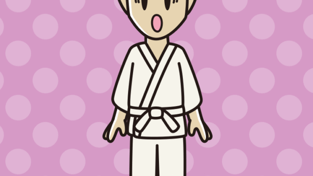 驚く道着の男性のイラスト【色、背景あり】PNG