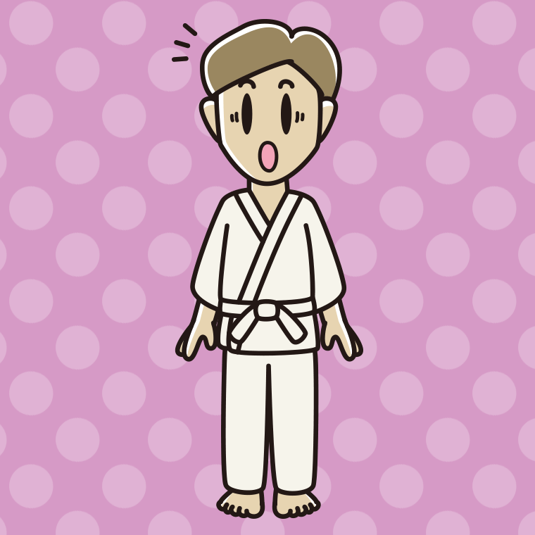 驚く道着の男性のイラスト【色、背景あり】PNG