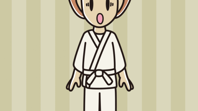 驚く道着の女性のイラスト【色、背景あり】PNG