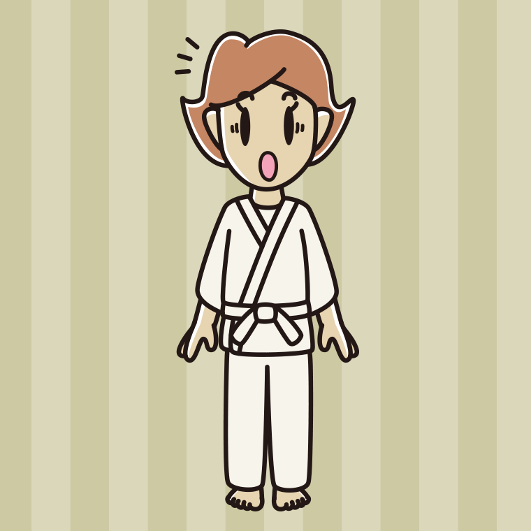 驚く道着の女性のイラスト【色、背景あり】PNG