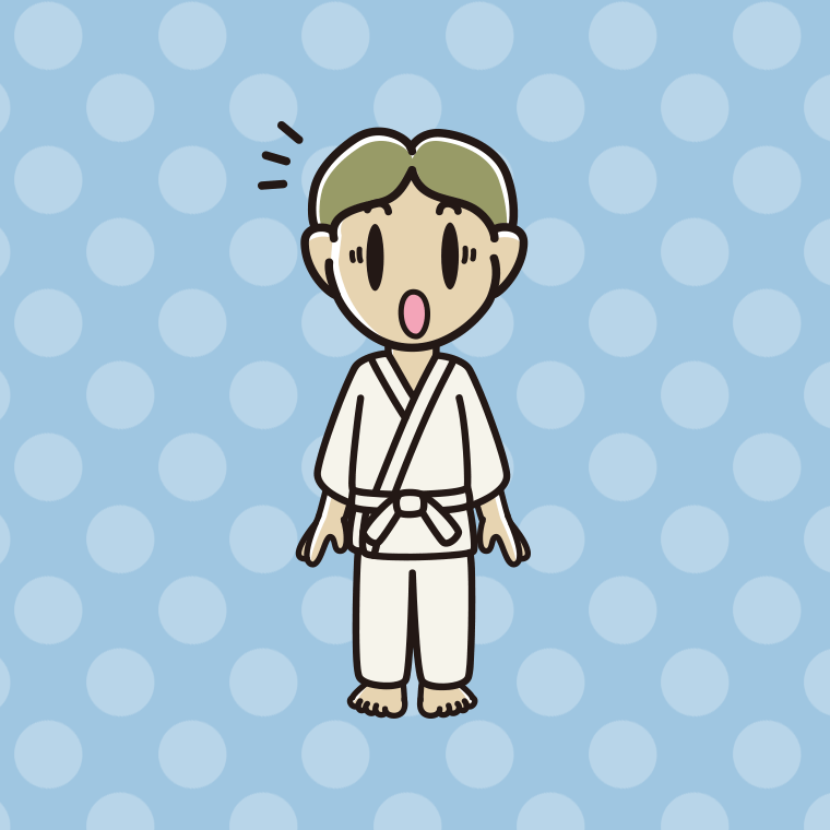 驚く道着の小学生男子のイラスト【色、背景あり】PNG