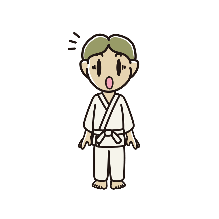 驚く道着の小学生男子のイラスト【色あり、背景なし】透過PNG