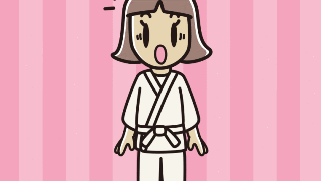 驚く道着の小学生女子のイラスト【色、背景あり】PNG