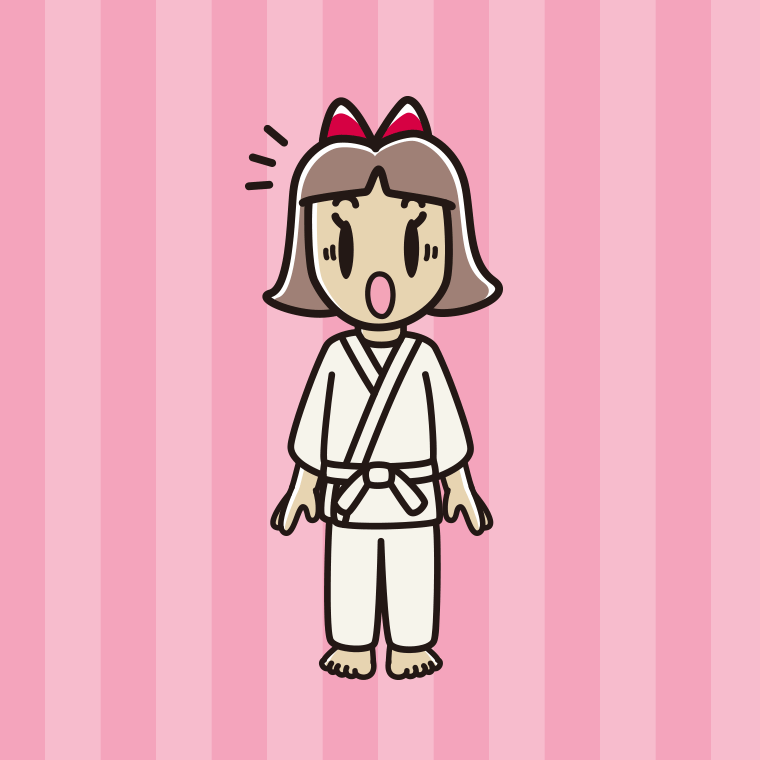 驚く道着の小学生女子のイラスト【色、背景あり】PNG