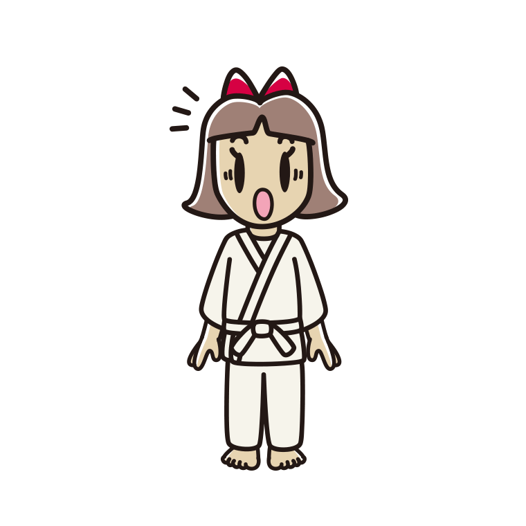 驚く道着の小学生女子のイラスト【色あり、背景なし】透過PNG