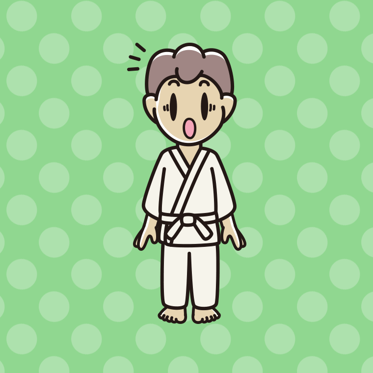 驚く道着の男子中学生のイラスト【色、背景あり】PNG