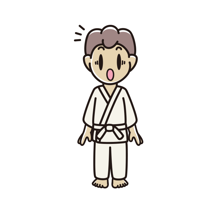 驚く道着の男子中学生のイラスト【色あり、背景なし】透過PNG