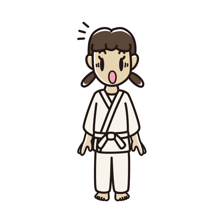 驚く道着の女子中学生のイラスト【色あり、背景なし】透過PNG