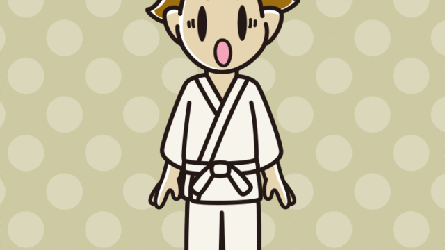 驚く道着の男子高校生のイラスト【色、背景あり】PNG