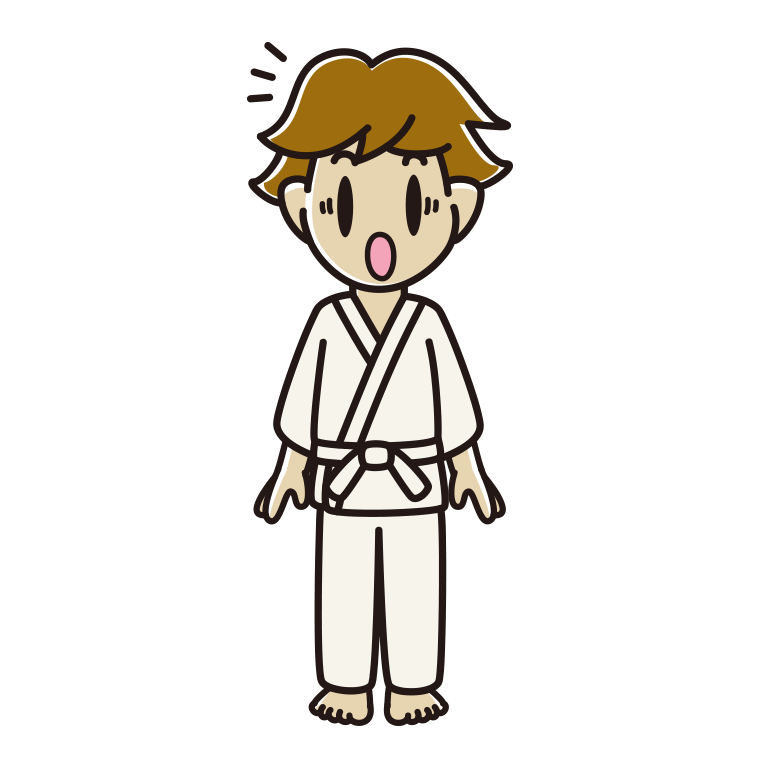 驚く道着の男子高校生のイラスト【色あり、背景なし】透過PNG