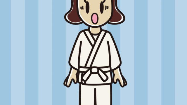 驚く道着の女子高校生のイラスト【色、背景あり】PNG