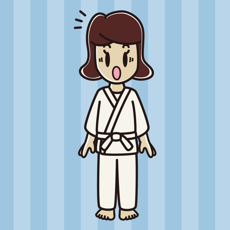 驚く道着の女子高校生のイラスト【色、背景あり】PNG