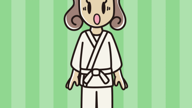 驚く道着の女子大学生のイラスト【色、背景あり】PNG