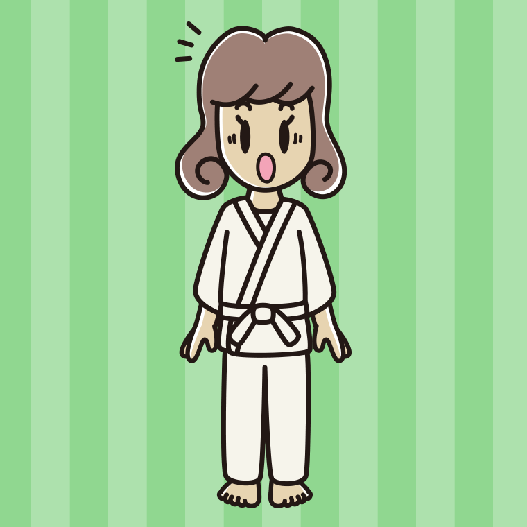 驚く道着の女子大学生のイラスト【色、背景あり】PNG