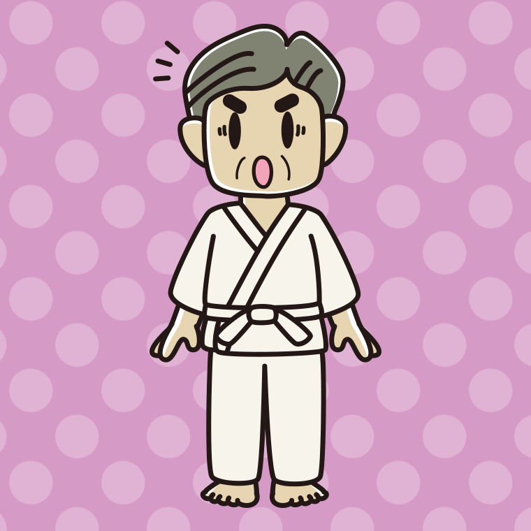 驚く道着のおじさんのイラスト【色、背景あり】PNG