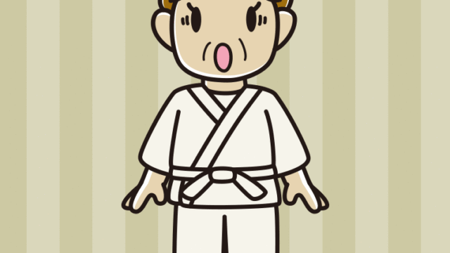 驚く道着のおばさんのイラスト【色、背景あり】PNG