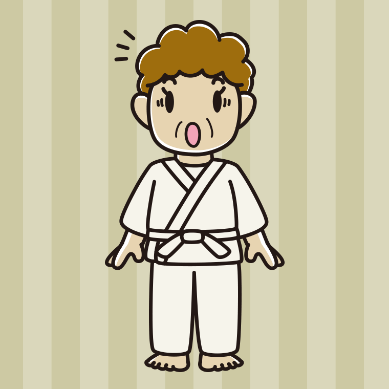 驚く道着のおばさんのイラスト【色、背景あり】PNG