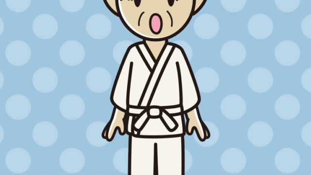 驚く道着のおじいさんのイラスト【色、背景あり】PNG