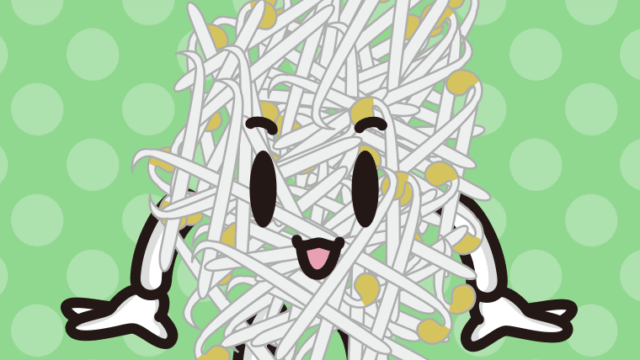 かわいいもやしちゃんのイラスト【色、背景あり】PNG