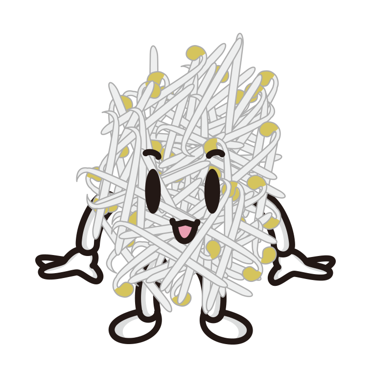 かわいいもやしちゃんのイラスト【色あり、背景なし】透過PNG