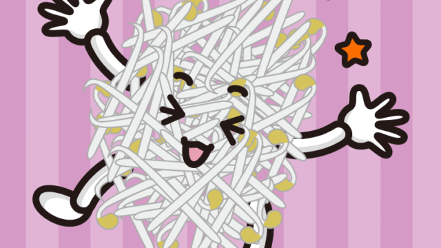 喜ぶもやしちゃんのイラスト【色、背景あり】PNG