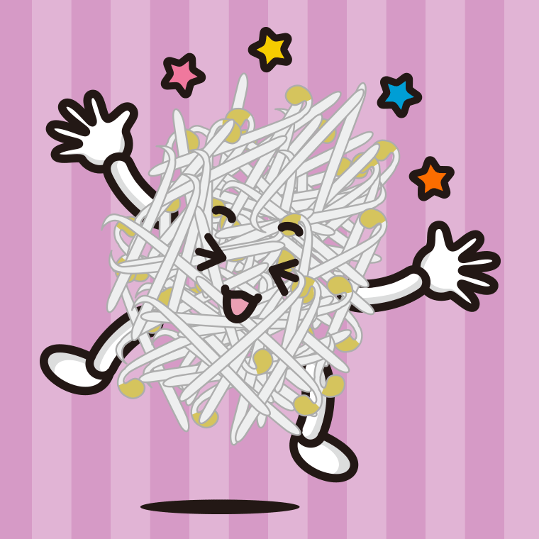 喜ぶもやしちゃんのイラスト【色、背景あり】PNG