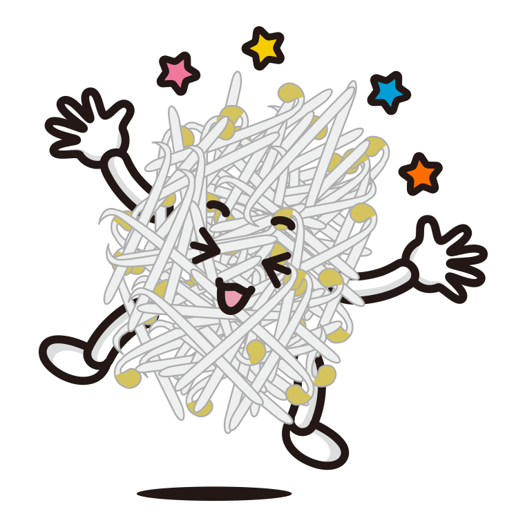 喜ぶもやしちゃんのイラスト【色あり、背景なし】透過PNG