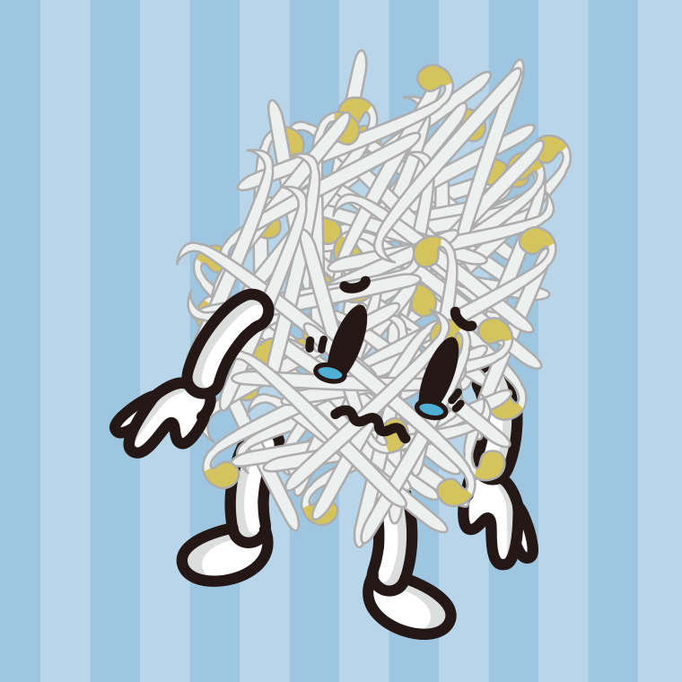 泣くもやしちゃんのイラスト【色、背景あり】PNG