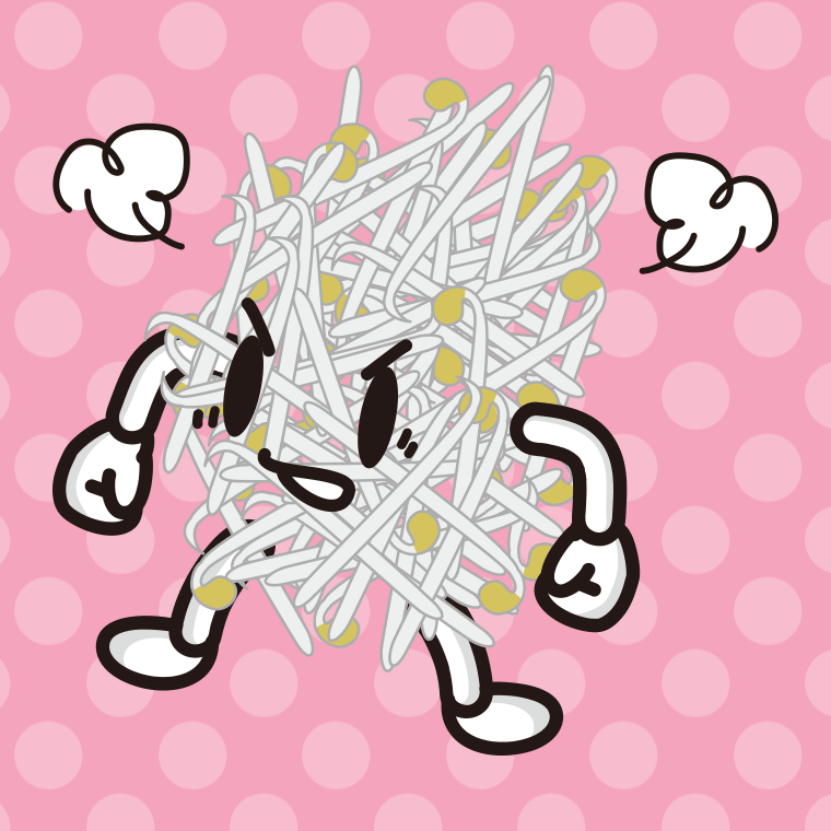 怒るもやしちゃんのイラスト【色、背景あり】PNG