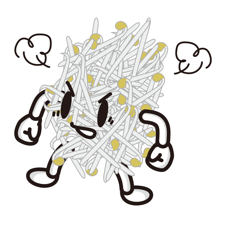 怒るもやしちゃんのイラスト【色あり、背景なし】透過PNG