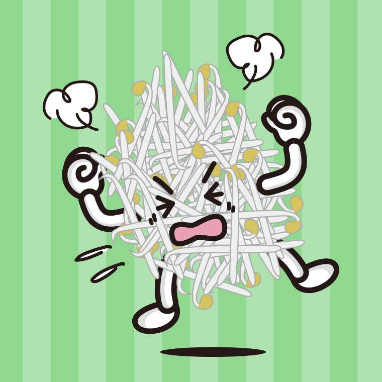 カンカンに怒るもやしちゃんのイラスト【色、背景あり】PNG